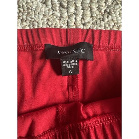 Karen Kane Womens Pants Casual Business Elastic Waist Zipper Pull On  Size 8 Red - Picture 3 of 5